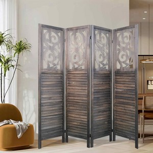 XIYUYEU Room Divider Wooden Carved Folding Privacy Screens Foldable Panel Wall Divider for Office, Restaurant - 1 of 4