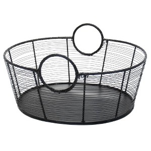 25.5" Large Hand-Woven Steel Harvest Basket: Sturdy O-Handles, Solid Base - ACHLA Designs - 1 of 3