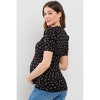 Hello Miz Women's Ribbed Puff Sleeve Side Ruched Maternity Top - 3 of 4