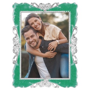 REGALWOVEN Vintage Polyresin Clear Glass Decorative Picture Frame with Crystals 1 Pc - 1 of 4