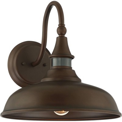 John Timberland Rustic Farmhouse Outdoor Barn Light Fixture Bronze 12 1/2" Dusk to Dawn Motion Sensor Exterior House Porch Patio