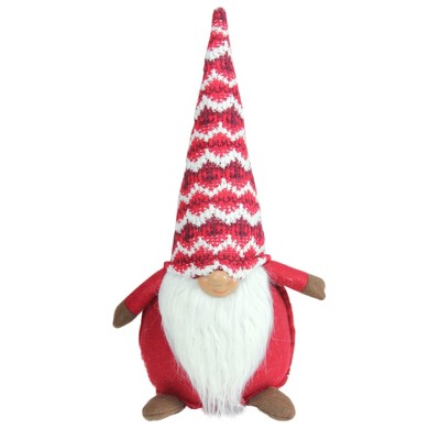 Northlight 15" Red and White Christmas Gnome with Fancy Cap Tabletop Figure