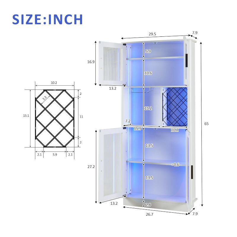 Color-change LED Decorative Storage Cabinets with Bottle Rack  for Kitchen, Dining Room - Maison Boucle, 3 of 11