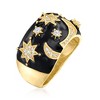 Ross-Simons 0.40 ct. t.w. White Topaz and Black Enamel Celestial Ring in 18kt Gold Over Sterling - 3 of 4
