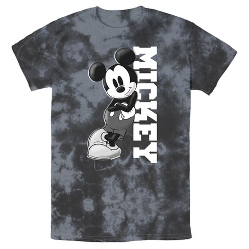 Men's Mickey & Friends Retro Leaning Acid Wash T-shirt - Black/charcoal ...
