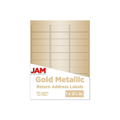 JAM Paper Laser/Inkjet Address Labels 1" x 2 5/8" Gold Metallic 120 Labels/Pack (40732537)