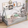 Okak Twin/Full Tent-shaped Floor Platform Bed with Guardrails/Door,Solid Wood Bed Frame for Kids,Teens,No Spring Box Needed - 3 of 4
