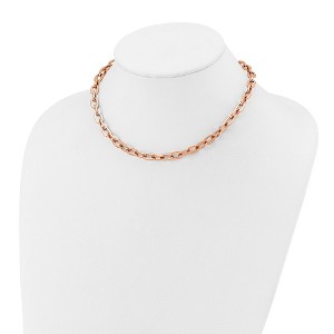 Chisel Stainless Steel Polished Rose IP-plated 16" Plus a 2.5" Extension Cable Link Necklace - 1 of 4