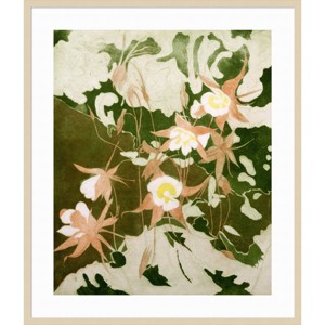 35" x 41" Columbine Flowers by Valerie Daniel Wood Framed Wall Art Print - Amanti Art: Large Botanical Lithograph, Modern Decor - 1 of 4