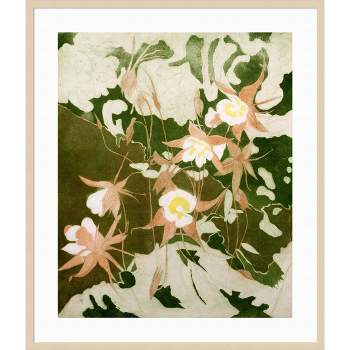 35" x 41" Columbine Flowers by Valerie Daniel Wood Framed Wall Art Print - Amanti Art