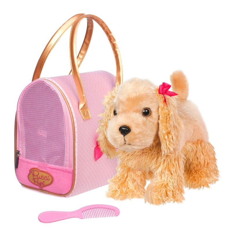 Pucci Pups Golden Dot Glam Bag &#38; Cocker Spaniel Puppy Stuffed Animal, 1 of 8
