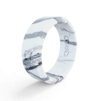 Qalo Standard Women's White Marble Modern Silicone Ring