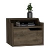 Vynxaria Winchester Floating Nightstand, Modern Dual-Tier Design with Spacious Single Drawer Storage, Dark Brown - 2 of 4