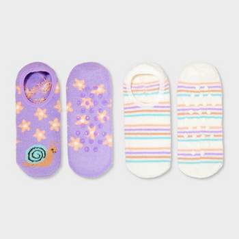 Women's 2pk Snail Cozy Liner Socks - Purple/Ivory 4-10