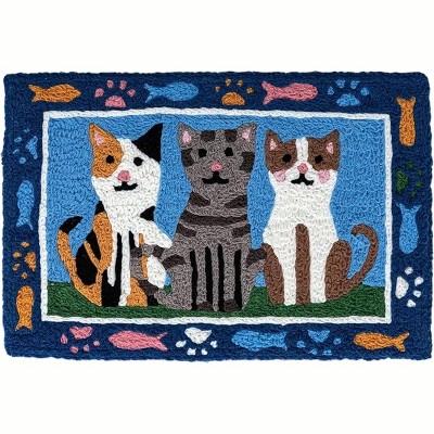 Jellybean Kitty Kousins Accent Doormat – 20" x 30" Colorful Cat-Themed Doormat for Indoor/Outdoor Use, Perfect for Cat Lovers