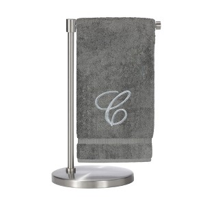 BC BARE COTTON Monogrammed Bath Towel, Personalized Gift, 27 x 54 inches - Set of 2 - Gray - Silver Script - 1 of 1