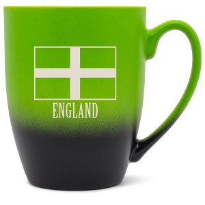 Elanze Designs England British Flag 12 Ounce Ceramic Laser-Etched Engraved Drinkware Mug, Green and Black Ombre - 1 of 4