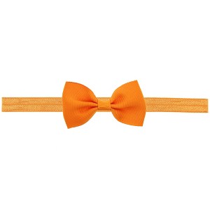 MyKids-Usa Newborn Baby 2 pcs. Small Size Bow Patched Pattern Solid Color Elastic Headband - 1 of 4