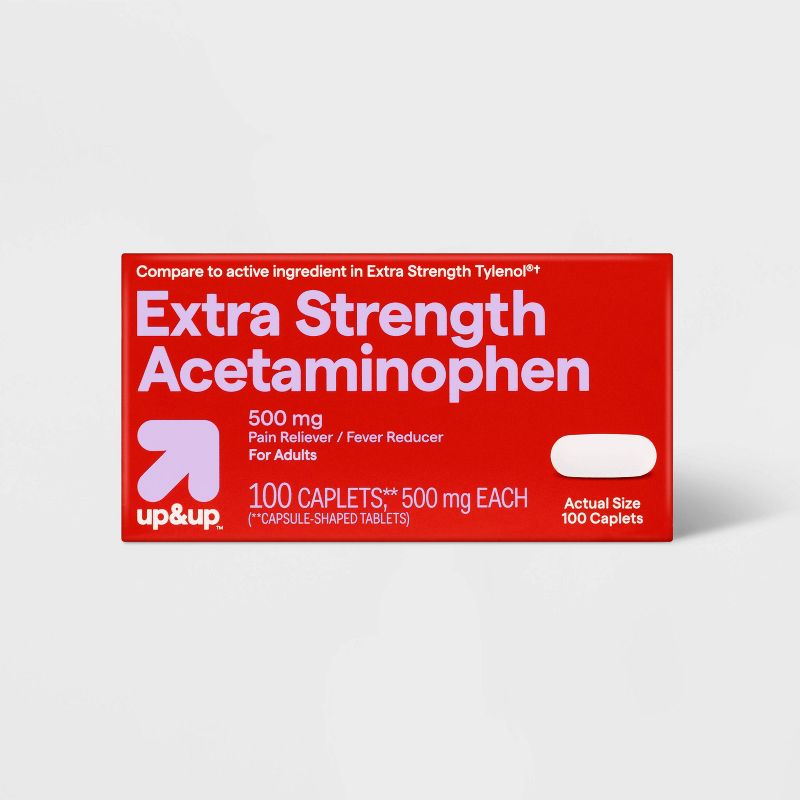 Acetaminophen Extra Strength Pain Reliever & Fever Reducer Caplets - up & up™, 1 of 9