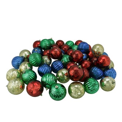 Northlight 50ct Shiny Shatterproof Mercury Ball Christmas Ornament Set 3.25" - Red/Blue