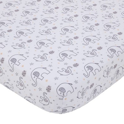 Little Love By NoJo Dream Big Little Elephant Fitted Crib Sheet - Gray and White