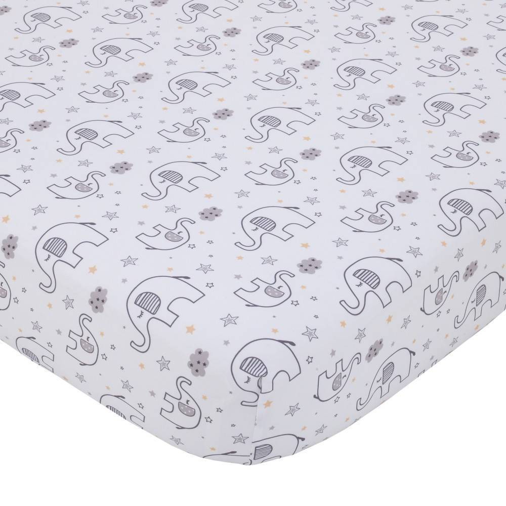 Photos - Bed Linen Little Love By NoJo Dream Big Little Elephant Fitted Crib Sheet - Gray and