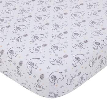 Little Love By NoJo Dream Big Little Elephant Fitted Crib Sheet - Gray and White