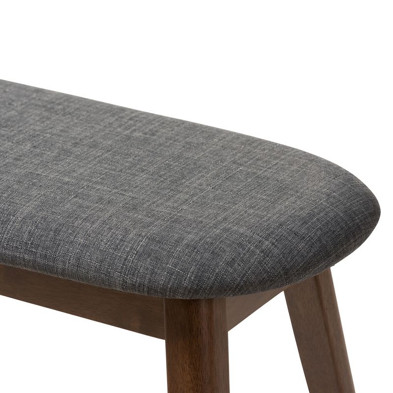 Baxton Studio Easton Mid Century Modern Walnut Finished Wood Fabric Upholstered Bench, 6 of 10