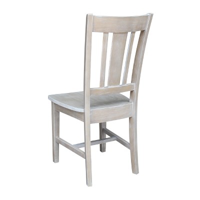 Set of 2 Washed Gray High Back Wood Dining Chairs