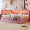 TiramisuBest Upholstered Full Size Platform Bed with USB Ports and LED Belt, With Trundle - 2 of 4