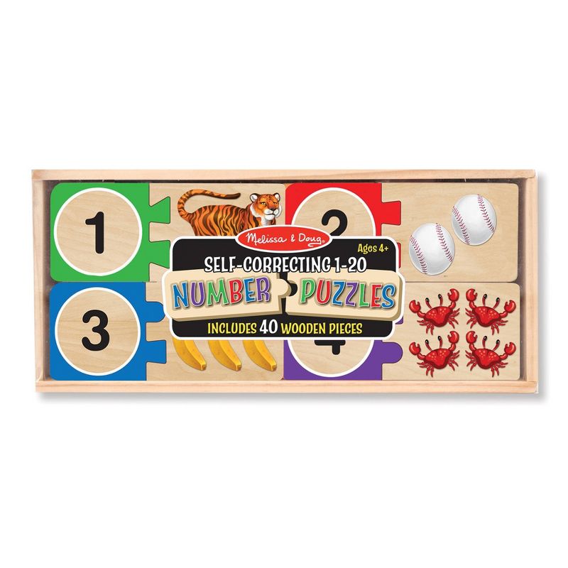 Melissa &#38; Doug Self-Correcting Wooden Number Puzzles With Storage Box 40pc, 4 of 11