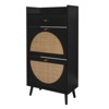 FONTOI Rattan Shoe Rack with 2 Doors& Drawer, Shoe Storage Cabinet Top Shelf for Entrance Door, Black, 9.45"*43.43"*23.7" - 4 of 4
