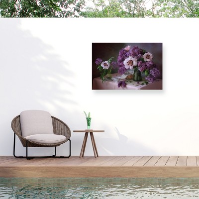 Trademark Fine Art - Tatyana Skorokhod Still Life With Lilac And Peonies Matted Framed Art