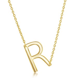Bella Silver Sterling Silver Sideways Initial 18" Pendant Necklace - Available Colors: Silver, Gold - 1 of 2