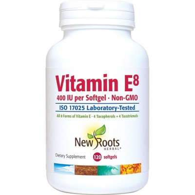 New Roots Herbal | Complete Vitamin E8 400 IU Supplement, 8 Forms Vitamin E (120 Caps)