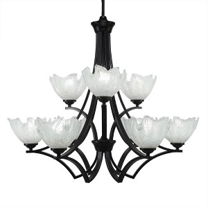 Toltec Lighting Zilo 9 - Light Chandelier in  Matte Black with 7" Gold Ice Shade - 1 of 1