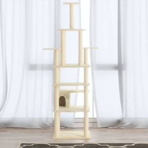 vidaXL Cat Tree Cream Engineered wood, plush, sisal Large Cat Tree - 1 of 4