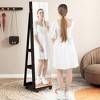 Tangkula 64" Jewelry Cabinet Armoire w/ 3-Color Lights Adjustable Shelves & Wheels - 3 of 4