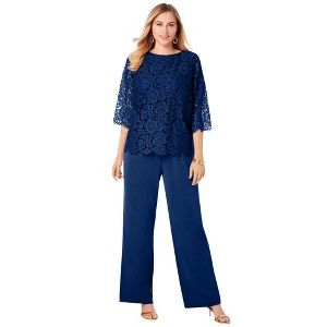 Jessica London Women's Plus Size Popover Lace Jumpsuit - 1 of 4