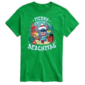 Men's - Lilo and Stitch - Merry Beachmas Christmas Short Sleeve Graphic T-Shirt - 1 of 4