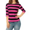 INSPIRE CHIC Women's Stripes Casual Basic Elbow Sleeves Boat Neck Slim Fit T-Shirts - 2 of 4
