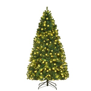 Costway 7Ft/7.5Ft/8Ft Pre-Lit PVC Christmas Tree Hinged 300/400/430 Lights - 1 of 4