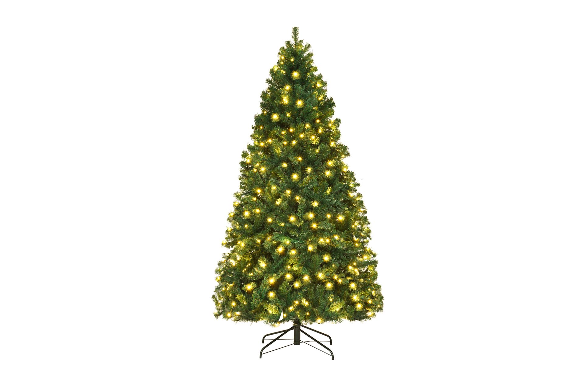 Costway 7Ft Pre-Lit PVC Hinged Christmas Tree 300 LED Lights Green