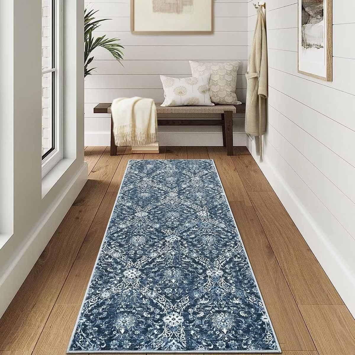 Vintage Medallion Area Rugs Washable Stain Resistant Non-Shedding Floor Cover - thumbnail 7