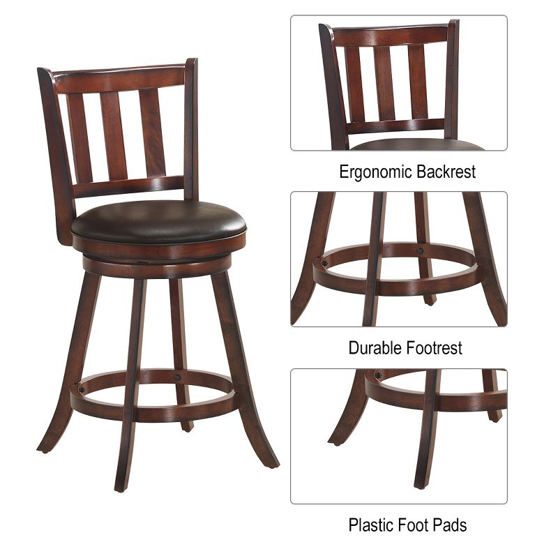 Tangkula 25" Swivel Bar Stool Padded Dining Kitchen Pub Bistro Chair Set of 2, 4 of 7
