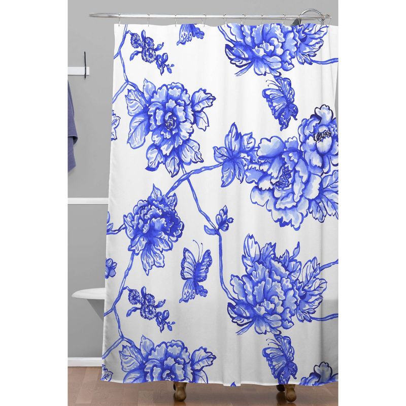 Jacqueline Maldonado Chinoserie Floral Shower Curtain Blue - Deny Designs, 3 of 6
