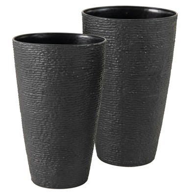 Costway 21" Tall Plastic Planters Set of 2 with Optional Drainage System for Front Porch