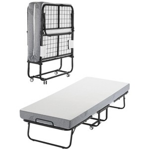 VEVOR Rollaway Bed, 31 in x 75 in Folding Bed with 5 in Mattress, Twin Size Foldable Bed with Sturdy Metal Frame & Memory Foam Mattress - 1 of 4