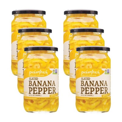 Pickerfresh Sliced Banana Pepper Medium Hot - Case of 6/16 fz
