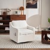 Accent Sofa Chair With Storage Function,360°Swivel Upholstered  Armchair With Pocket,Beige Linen Fabric Swivel Sofa,Single Sofa Chair-Maison Boucle - 3 of 4
